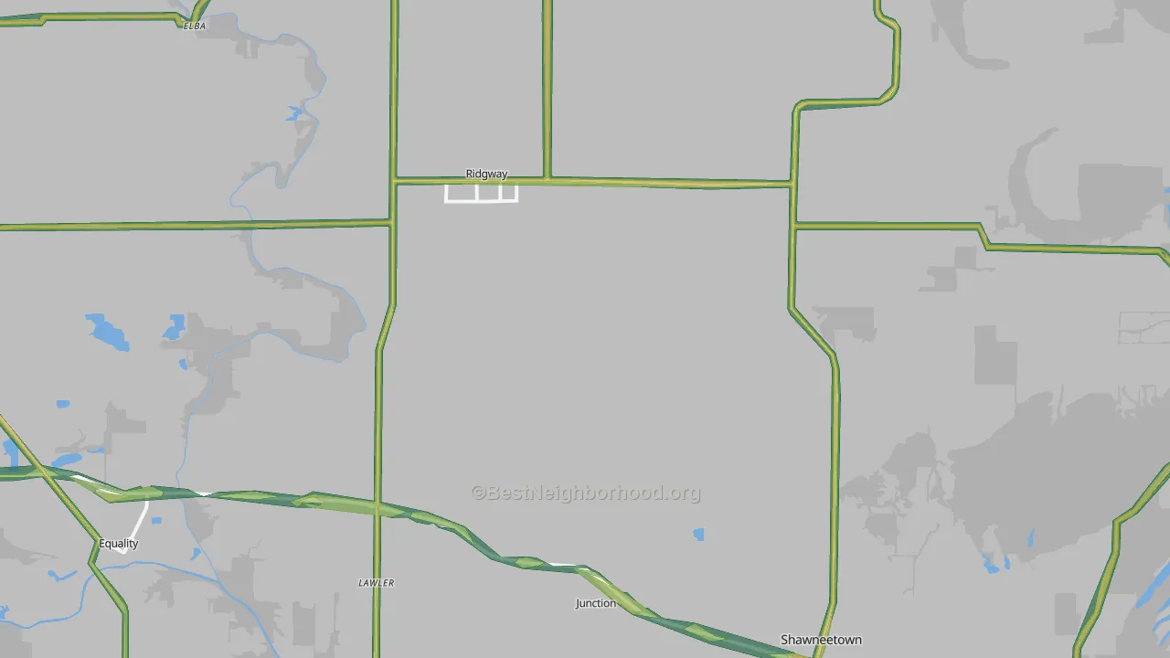 Gallatin County, IL Map of Noise Levels in Gallatin County