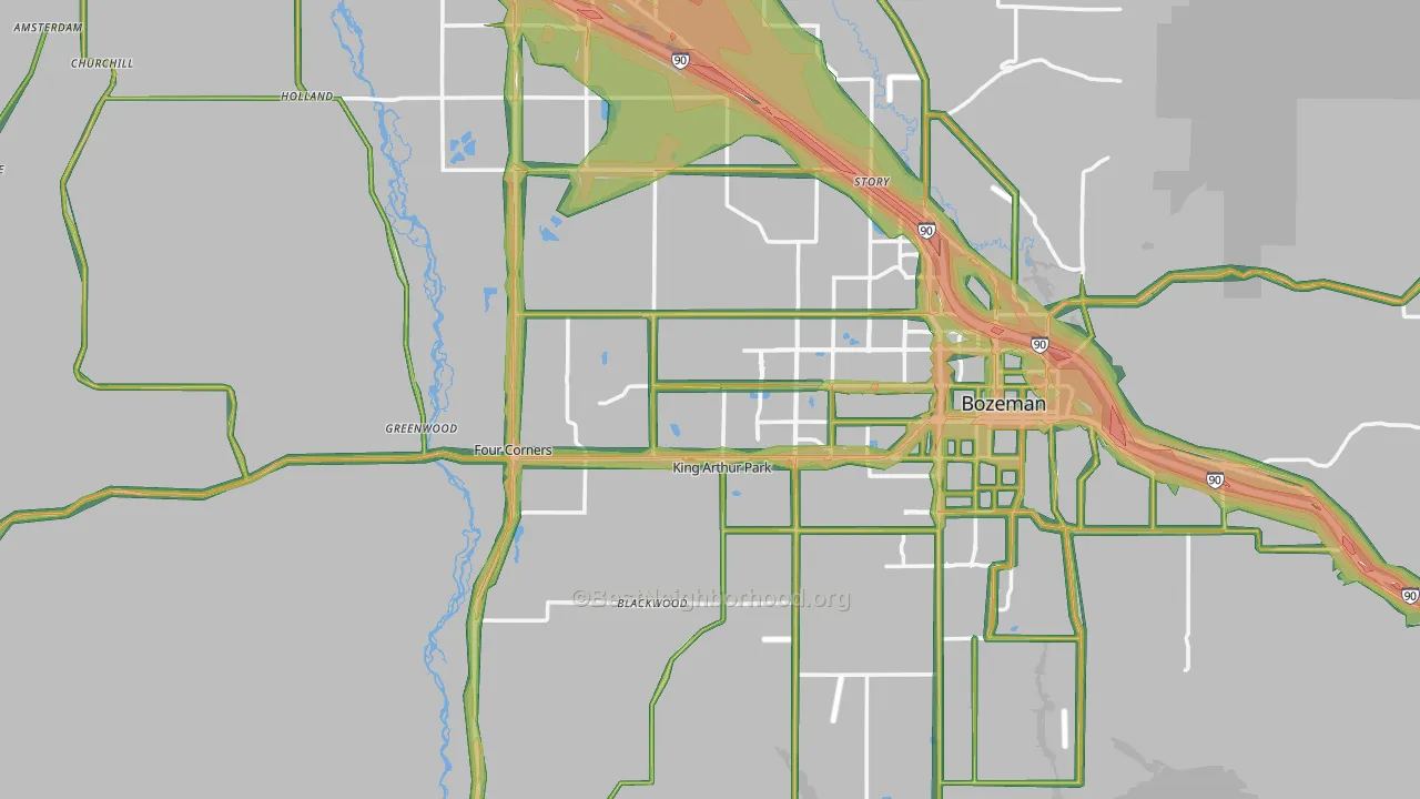 Gallatin County, MT Map of Noise Levels in Gallatin County