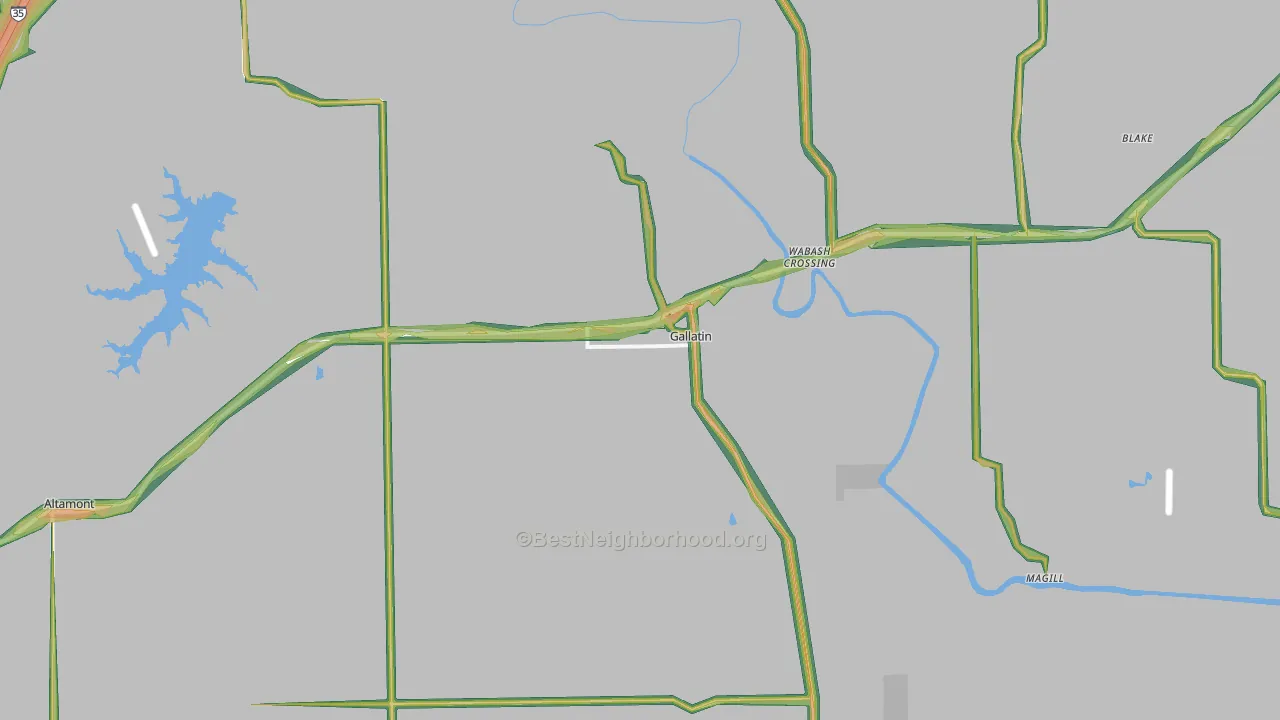 Gallatin, MO Map of Noise Levels in Gallatin