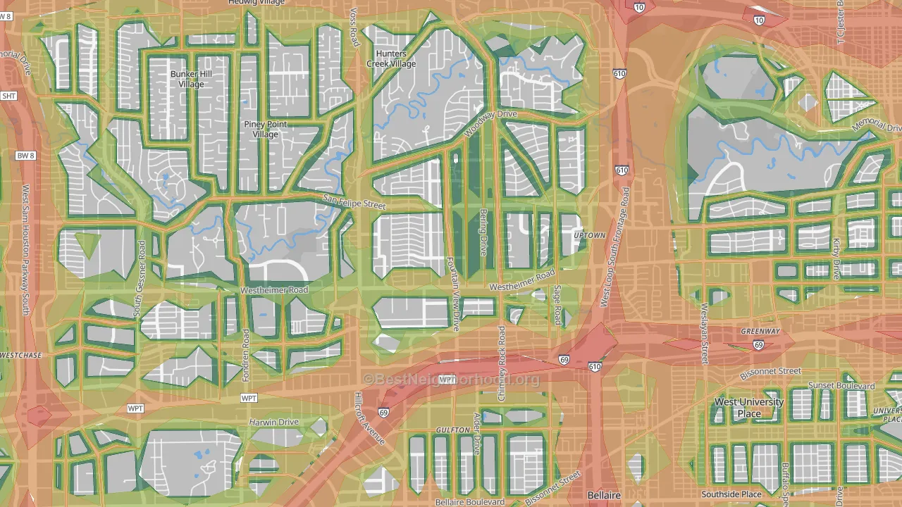 Galleria-Uptown, Houston, TX Map of Noise Levels in Galleria-Uptown