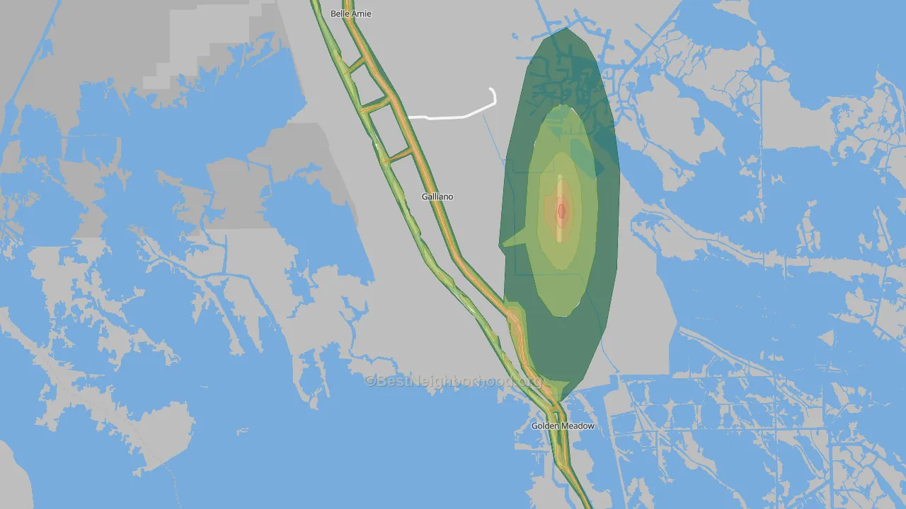 Galliano, LA Map of Noise Levels in Galliano