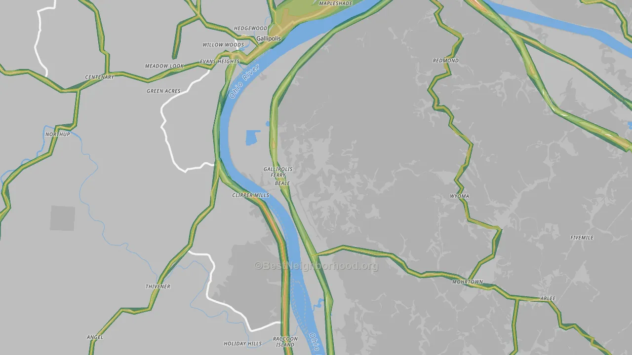 Gallipolis Ferry, WV Map of Noise Levels in Gallipolis Ferry