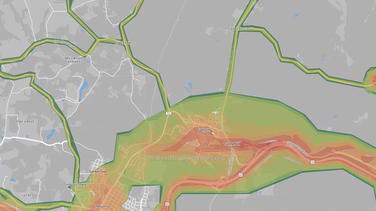 Gallitzin, PA Map of Noise Levels in Gallitzin