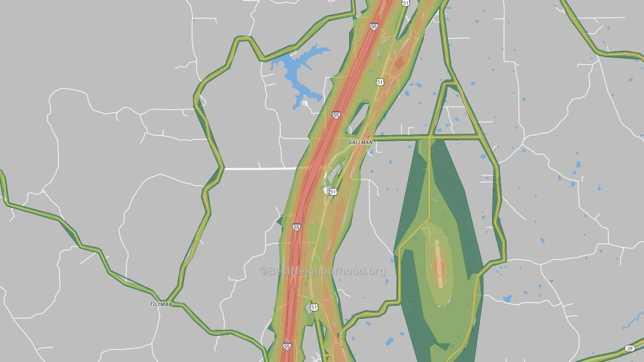Gallman, MS Map of Noise Levels in Gallman