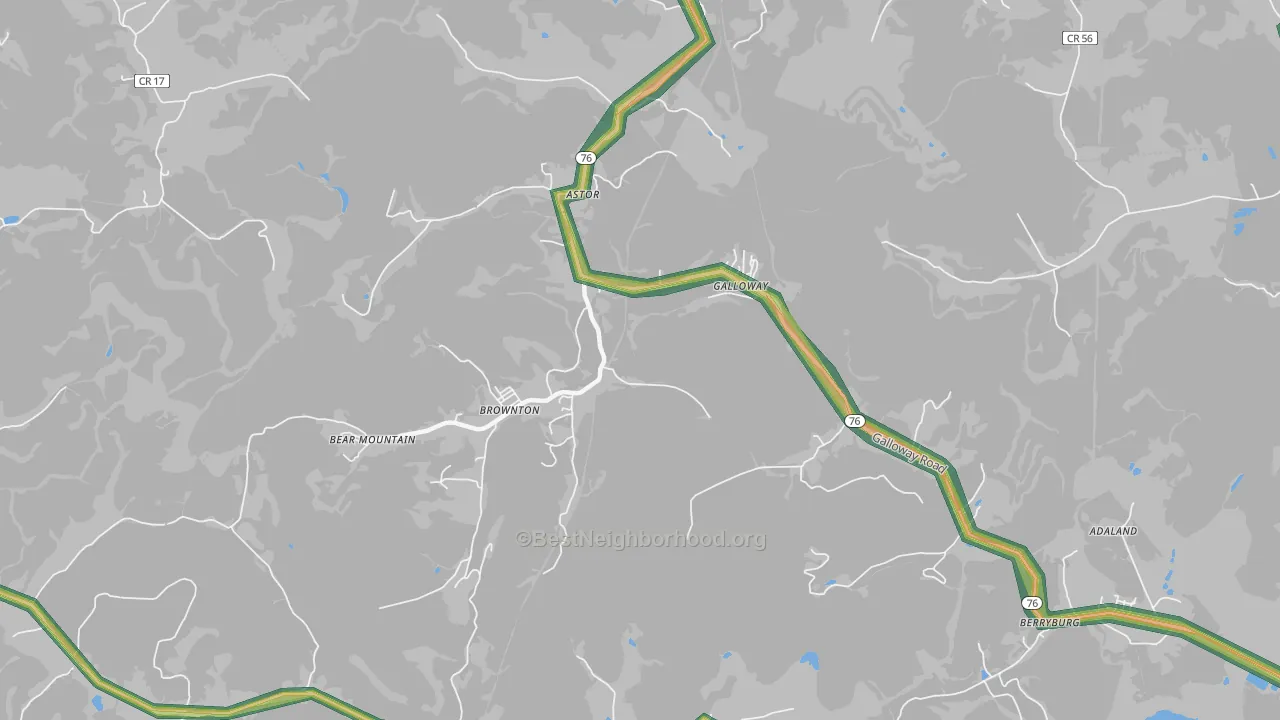 Galloway, WV Map of Noise Levels in Galloway