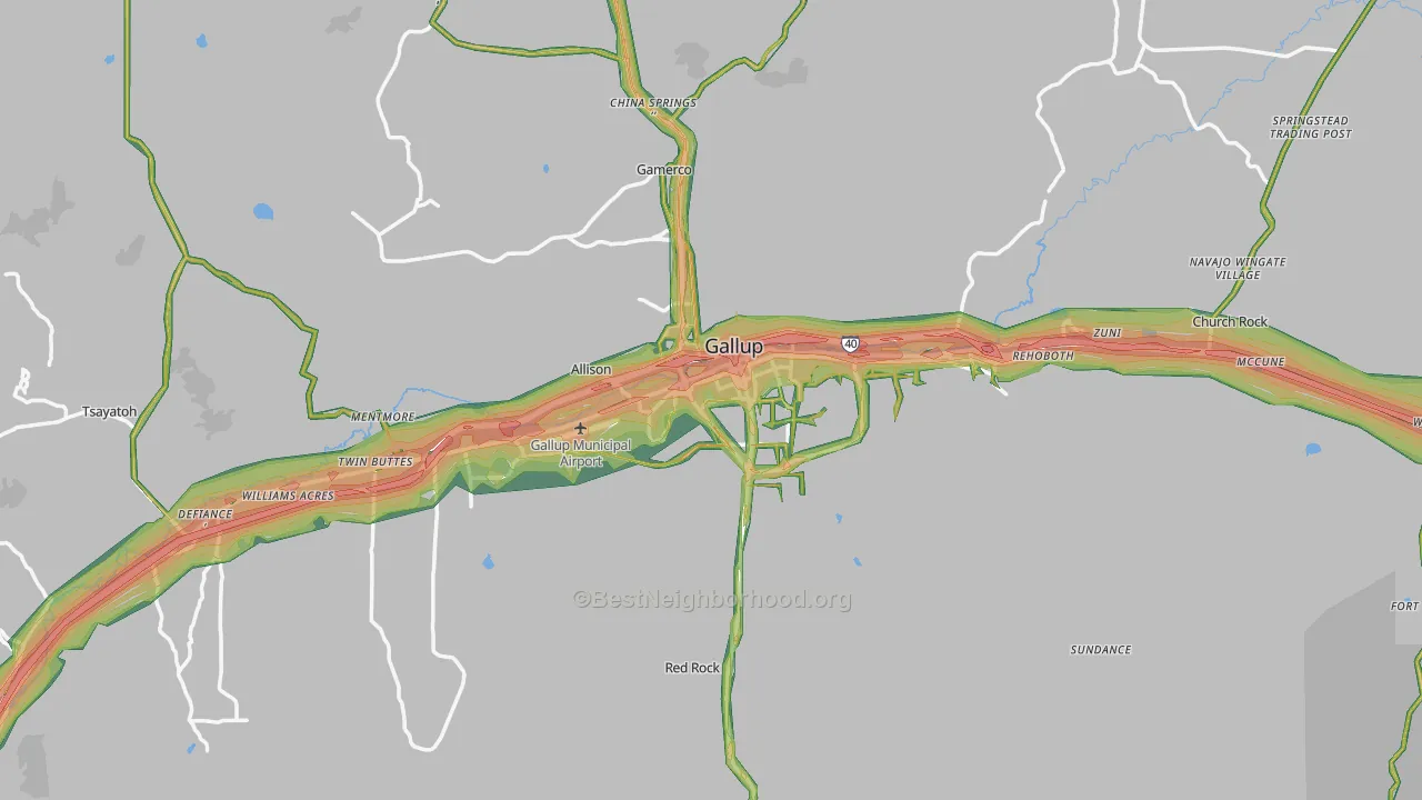 Gallup, NM Map of Noise Levels in Gallup