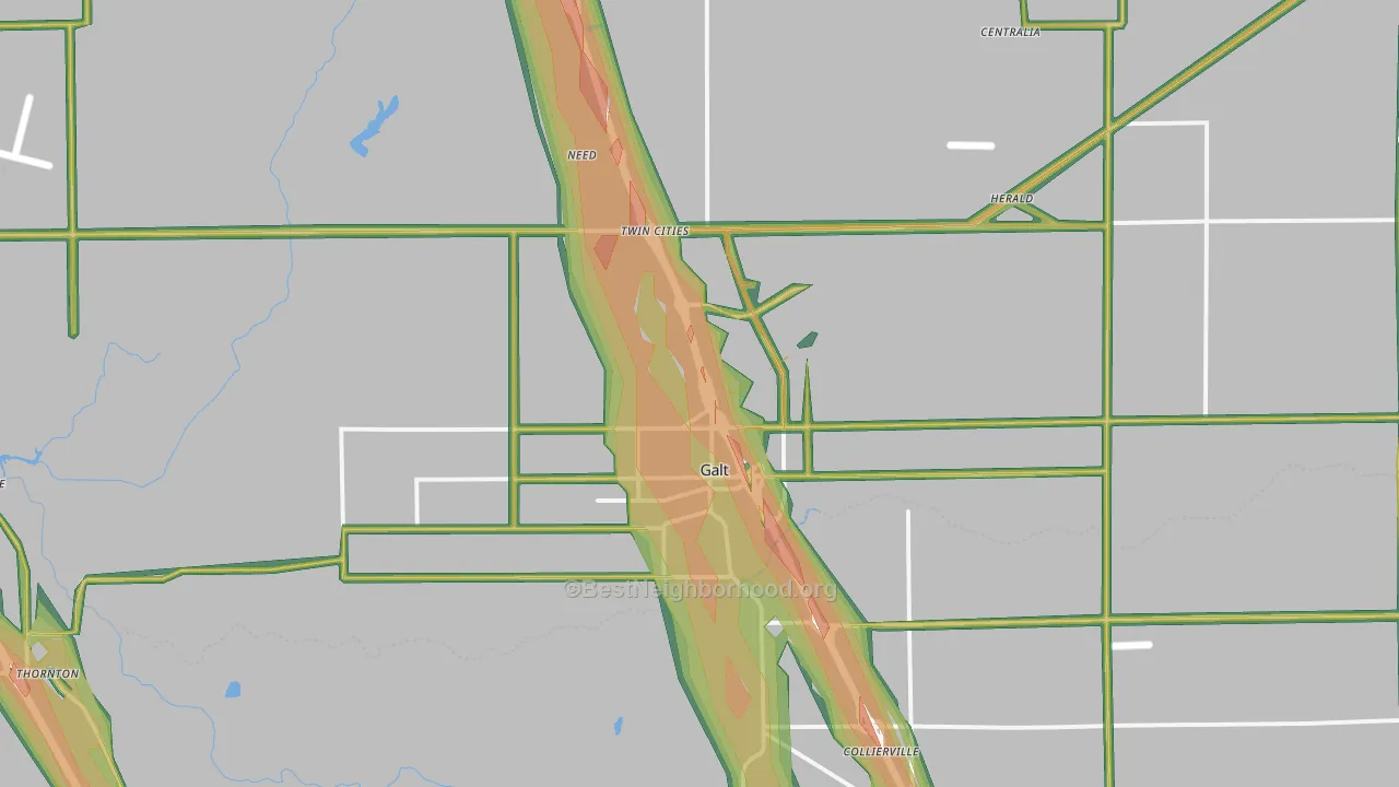 Galt, CA Map of Noise Levels in Galt