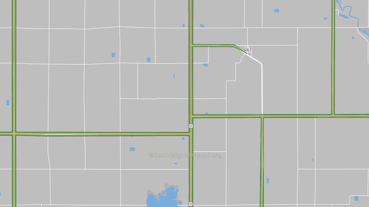 Galt, IA Map of Noise Levels in Galt
