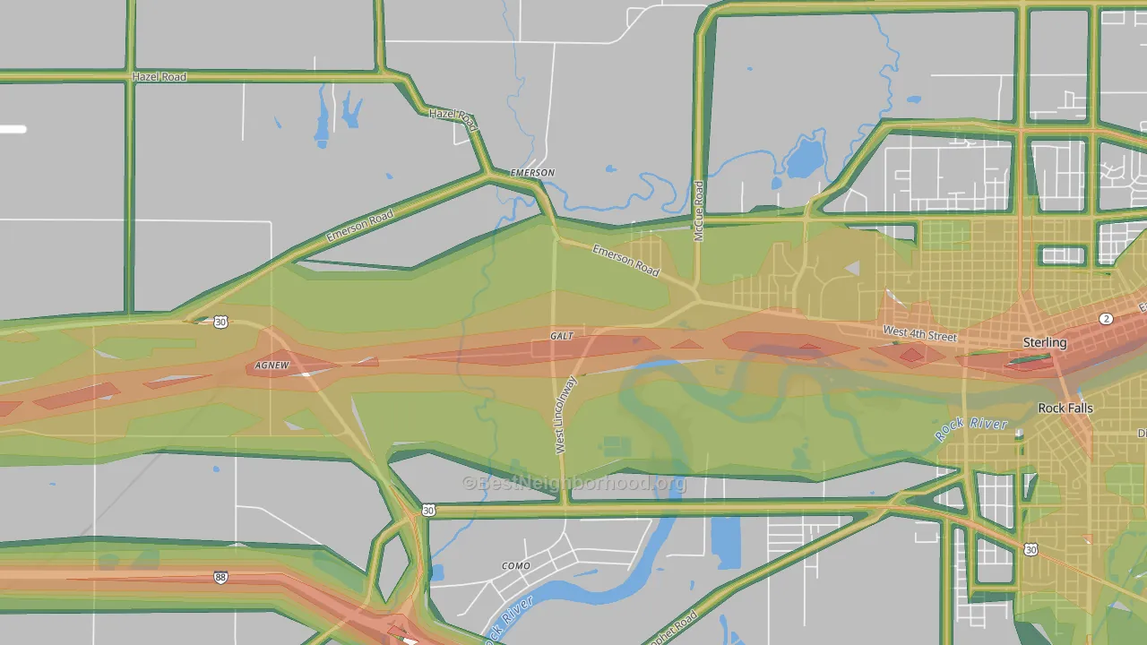 Galt, IL Map of Noise Levels in Galt