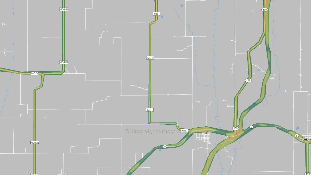Galt, MO Map of Noise Levels in Galt