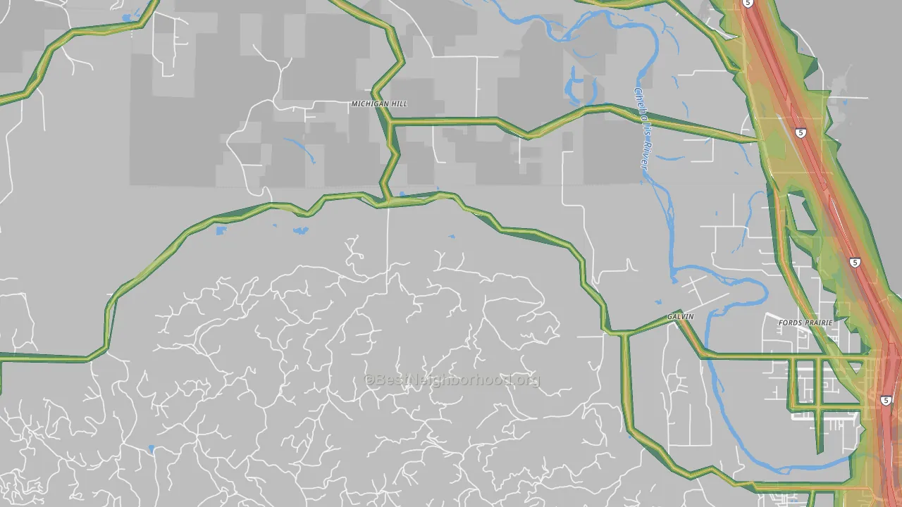 Galvin, WA Map of Noise Levels in Galvin