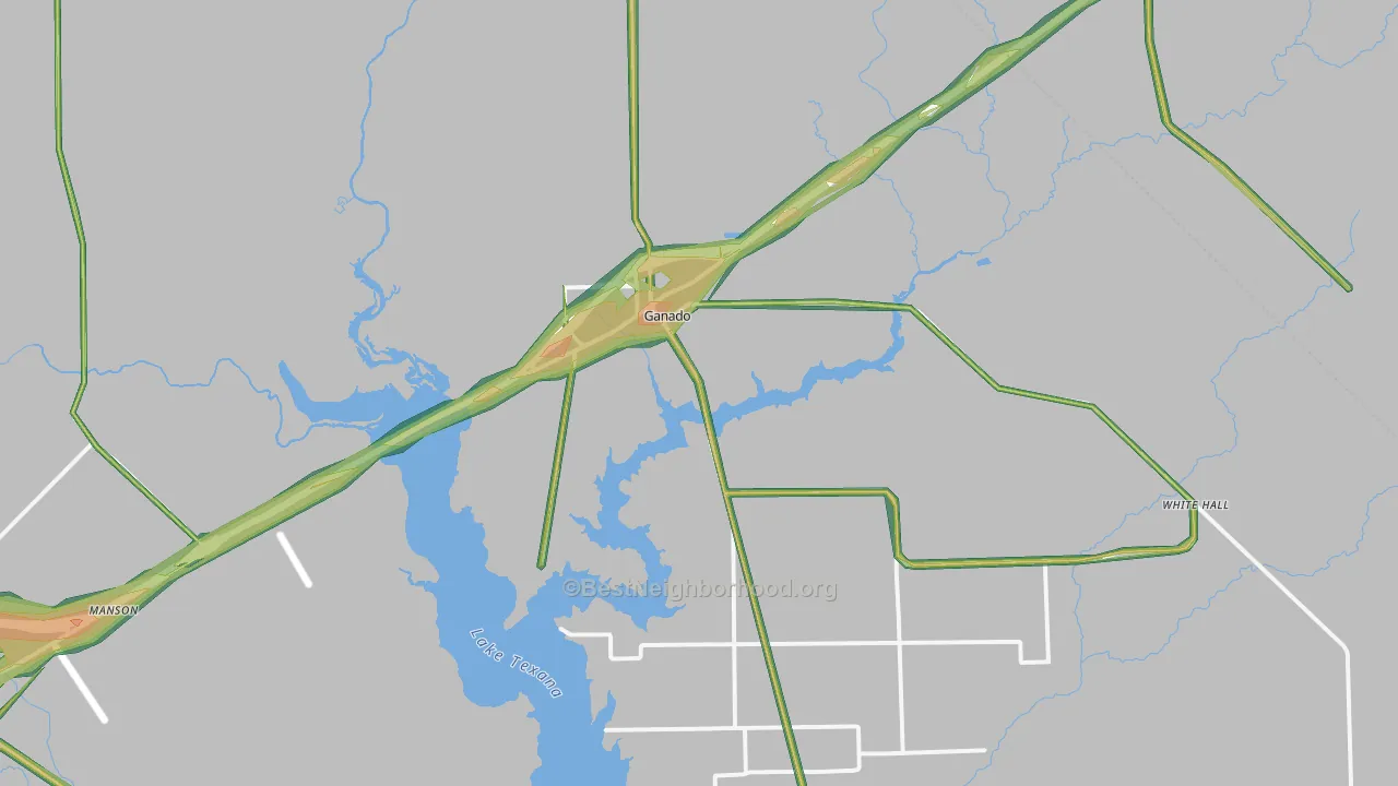 Ganado, TX Map of Noise Levels in Ganado