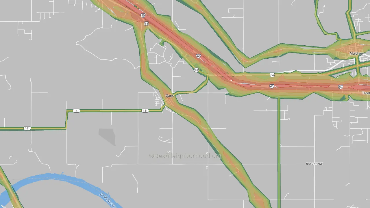 Gans, OK Map of Noise Levels in Gans