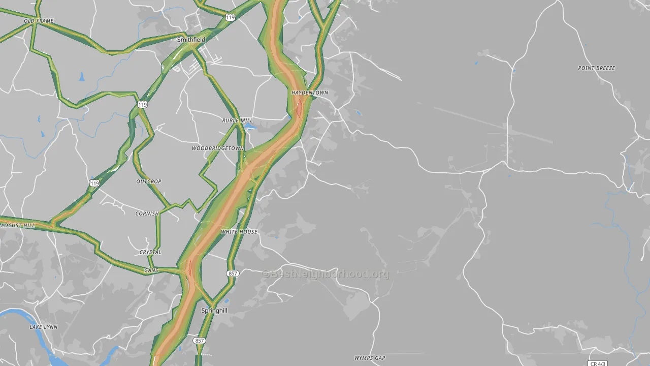 Gans, PA Map of Noise Levels in Gans