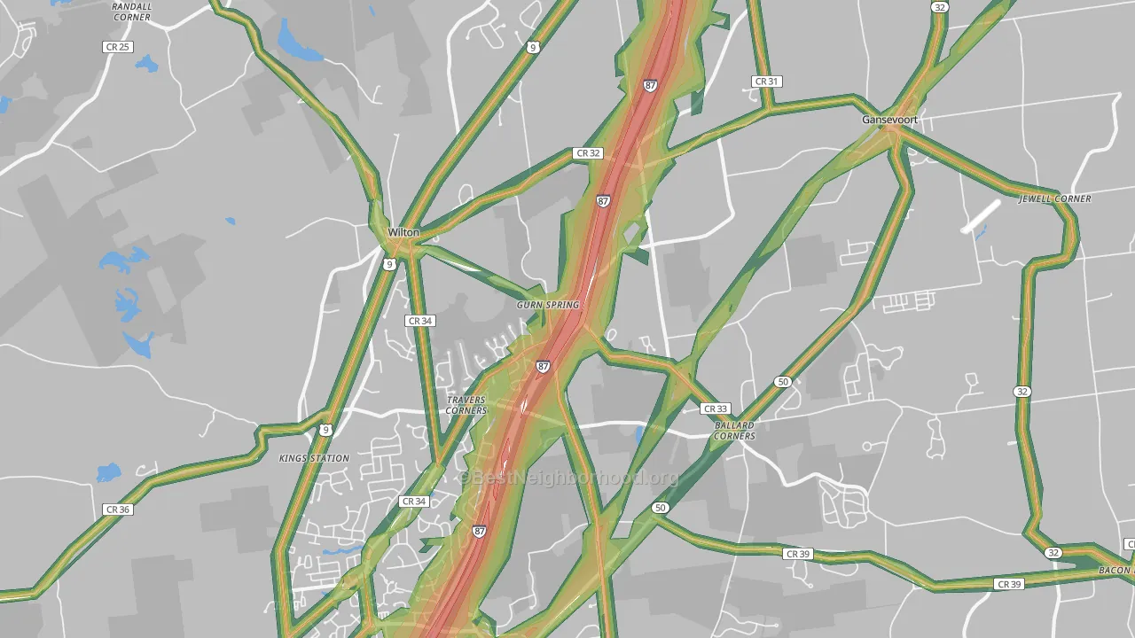 Gansevoort, NY Map of Noise Levels in Gansevoort