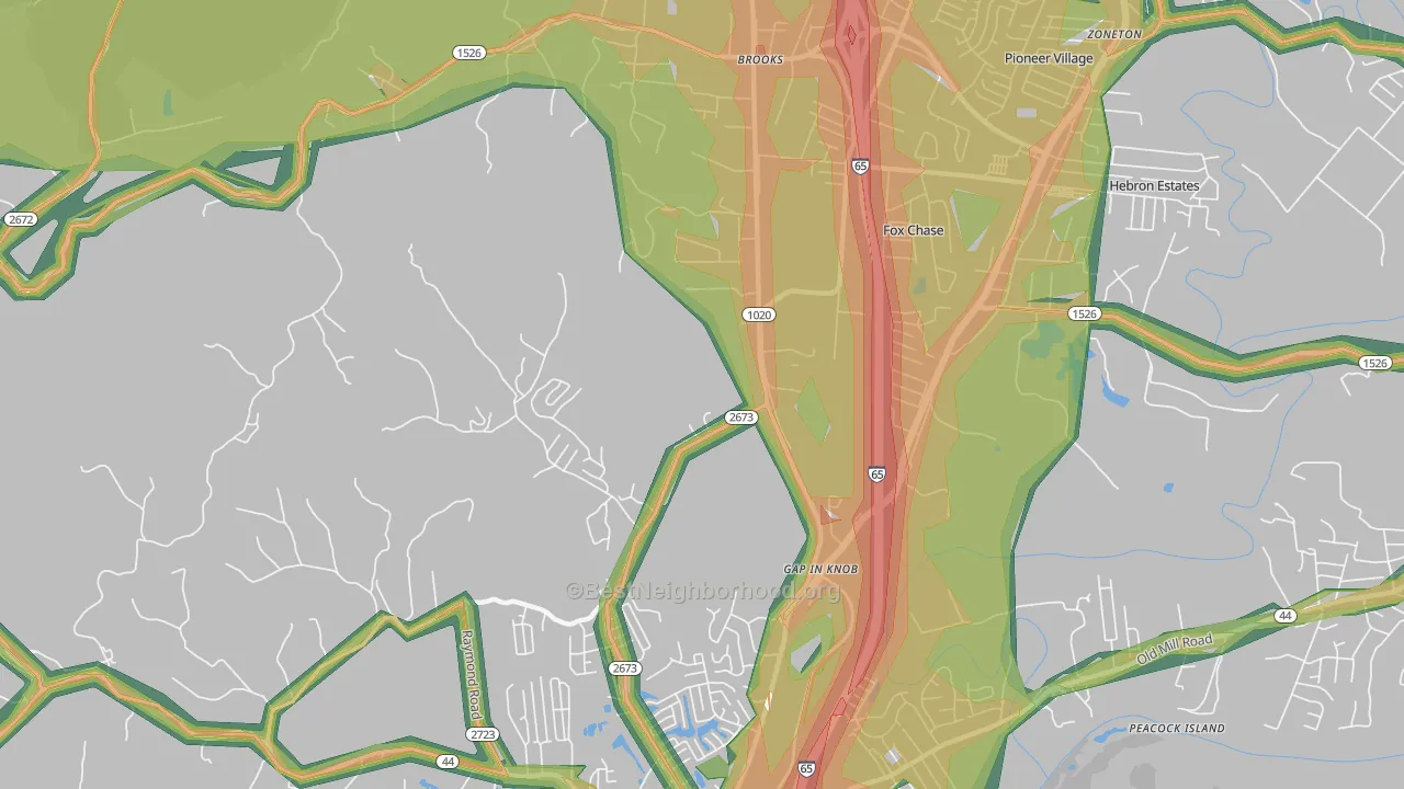 Gap in Knob, KY Map of Noise Levels in Gap in Knob