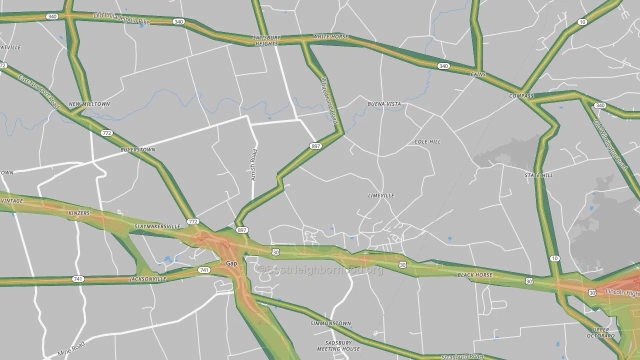 Gap, PA Map of Noise Levels in Gap