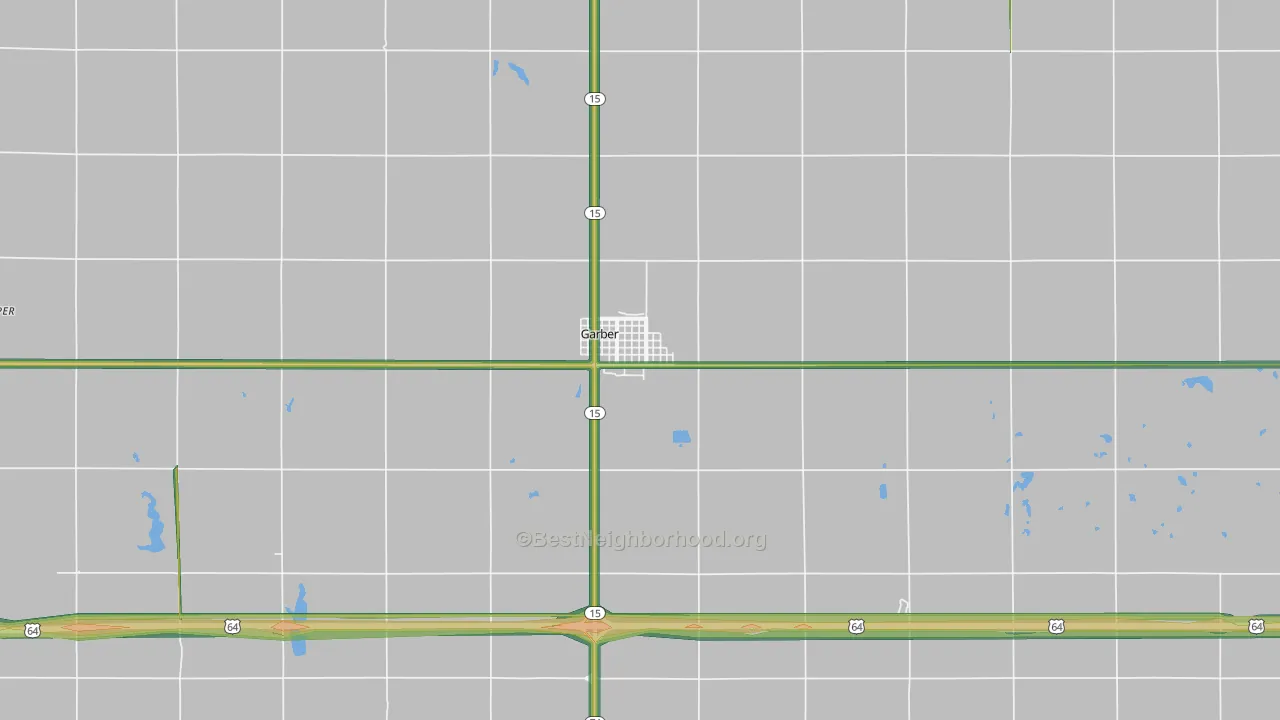 Garber, OK Map of Noise Levels in Garber