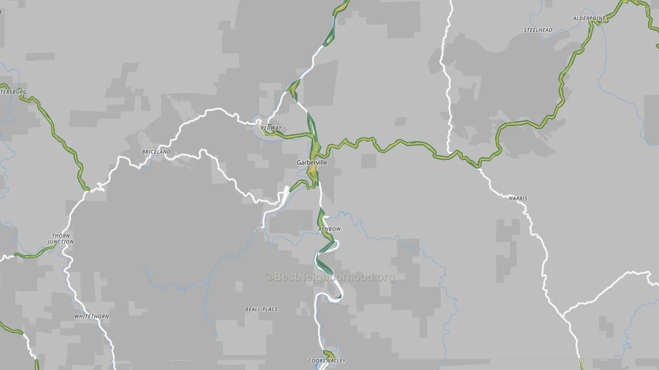 Garberville, CA Map of Noise Levels in Garberville