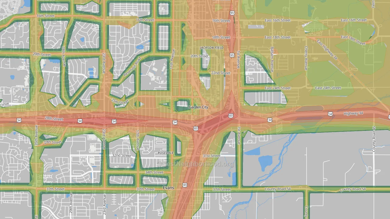 Garden City, CO Map of Noise Levels in Garden City