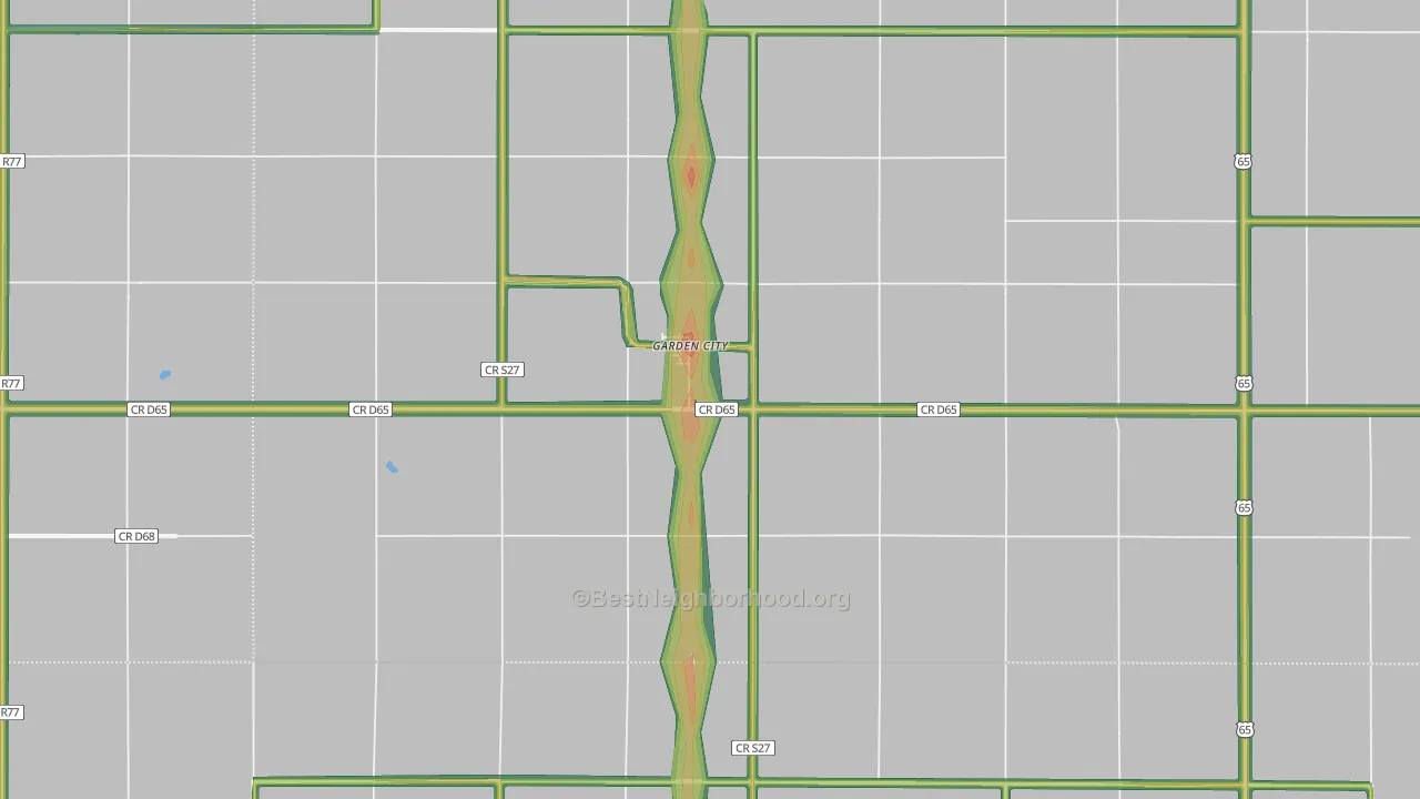 Garden City, IA Map of Noise Levels in Garden City