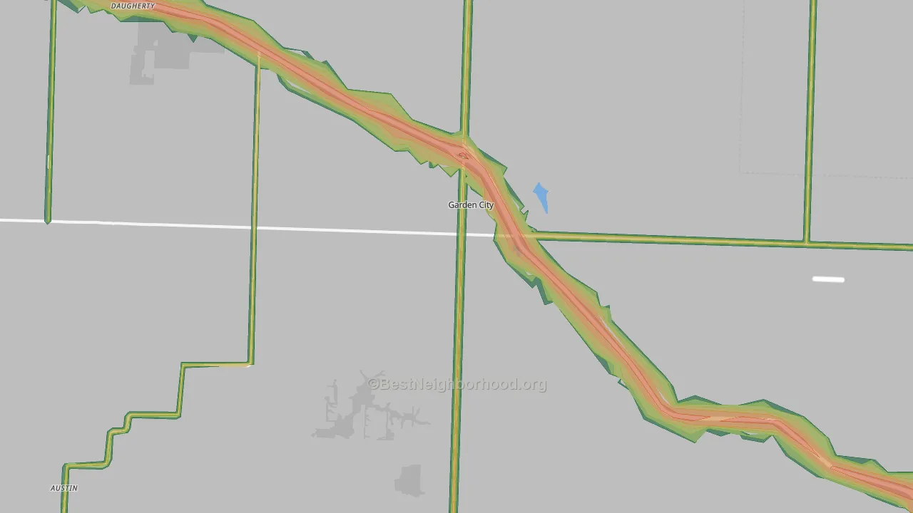 Garden City, MO Map of Noise Levels in Garden City