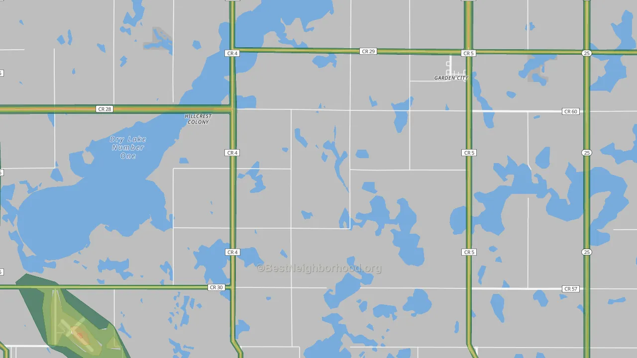 Garden City, SD Map of Noise Levels in Garden City