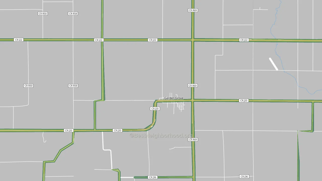 Garden Grove, IA Map of Noise Levels in Garden Grove
