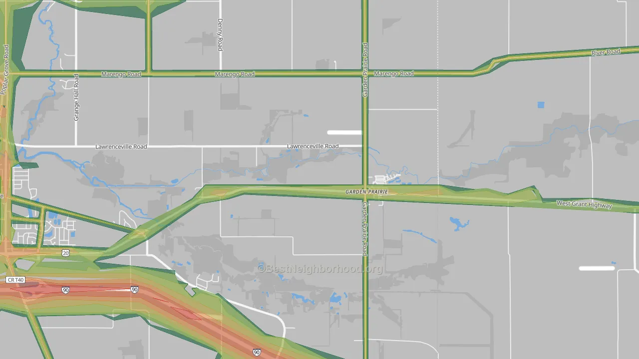 Garden Prairie, IL Map of Noise Levels in Garden Prairie