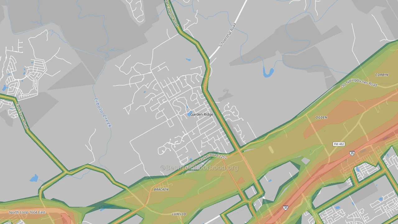 Garden Ridge, TX Map of Noise Levels in Garden Ridge