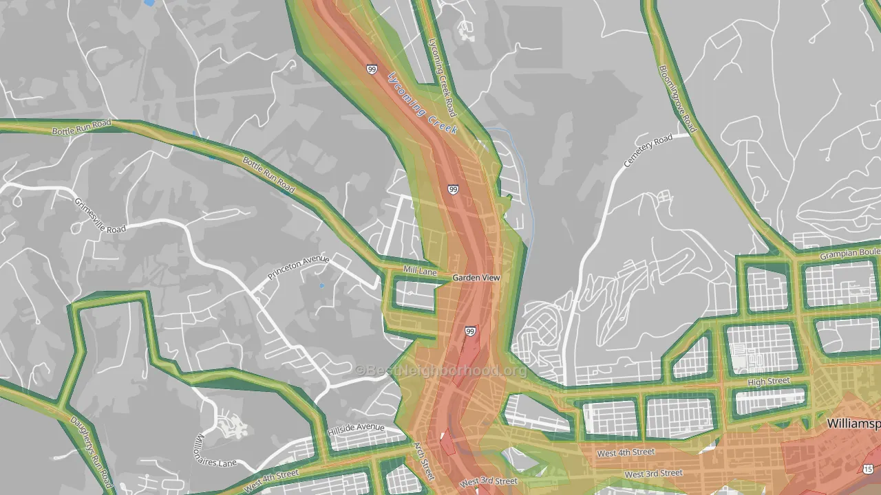 Garden View, PA Map of Noise Levels in Garden View