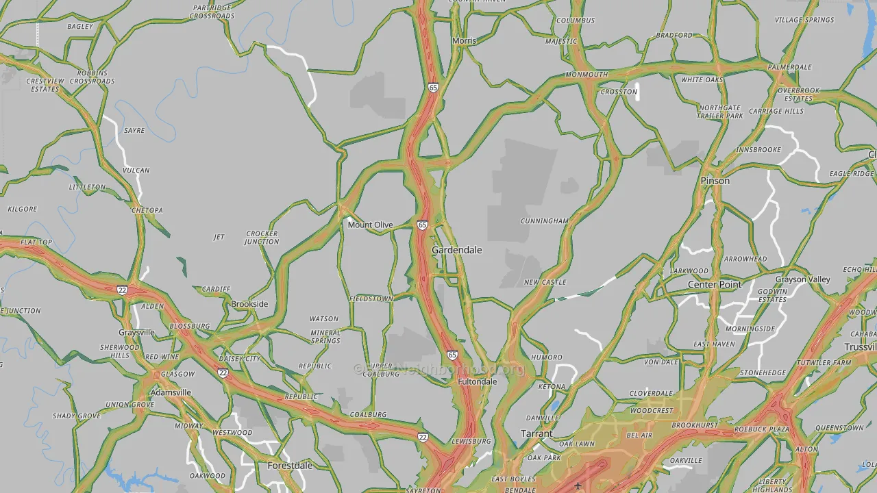 Gardendale, AL Map of Noise Levels in Gardendale