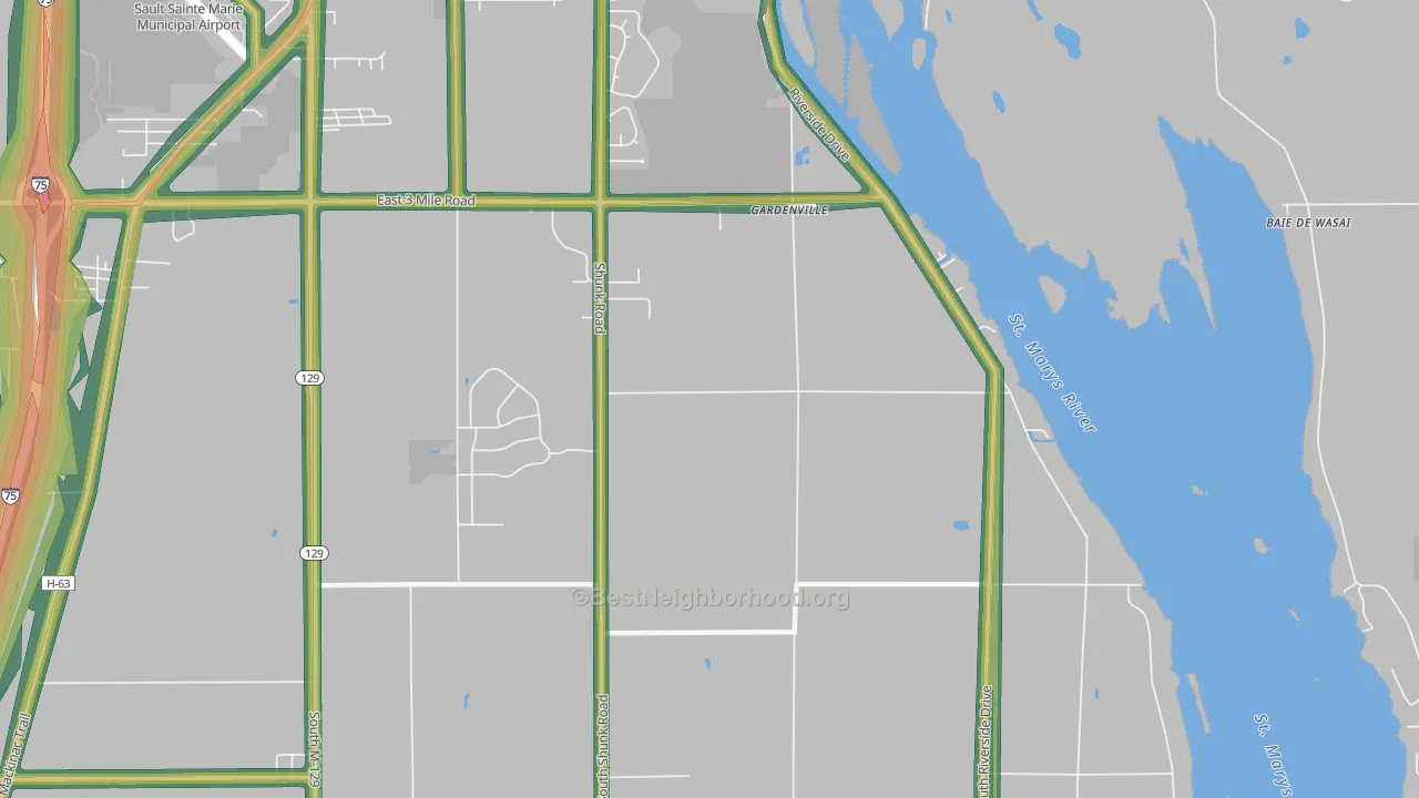Gardenville, MI Map of Noise Levels in Gardenville