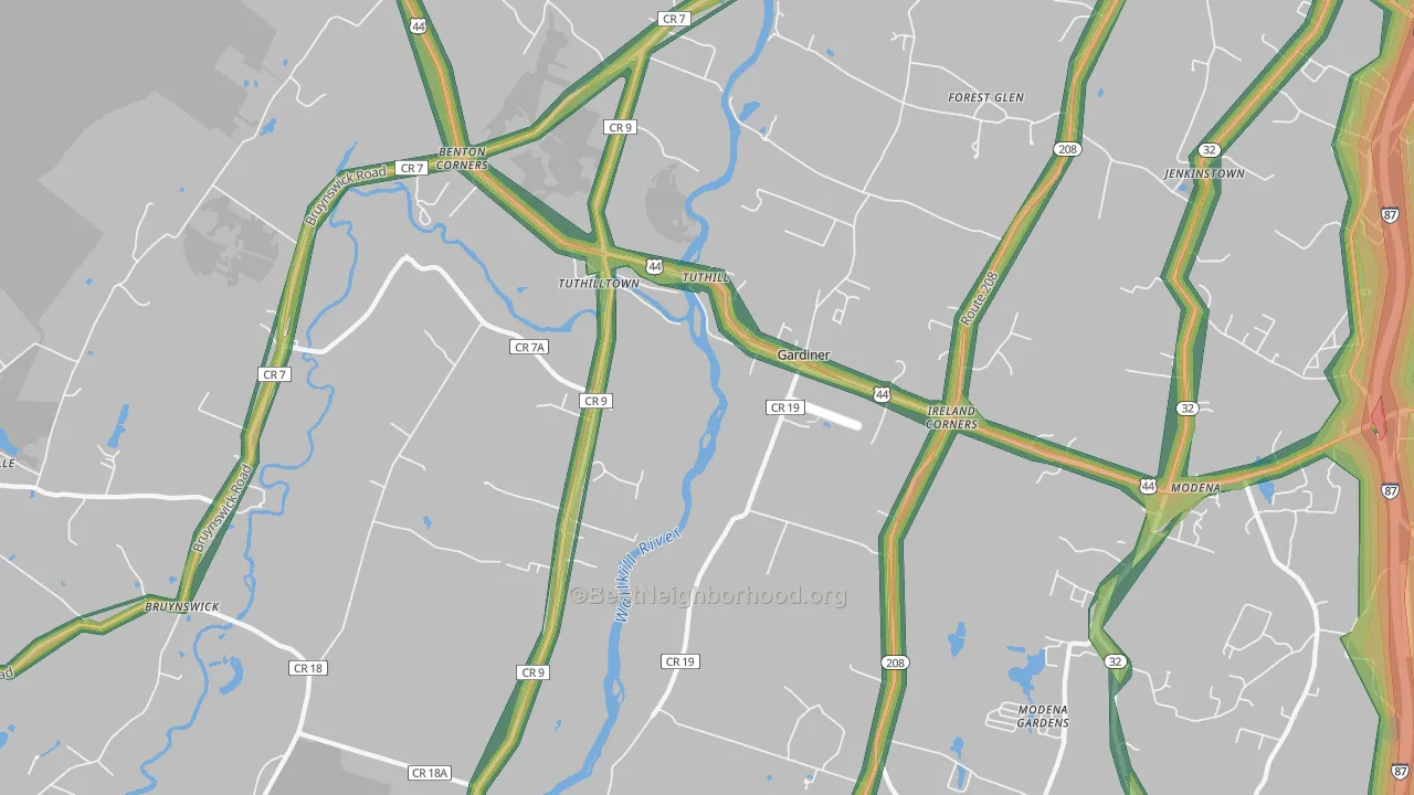 Gardiner, NY Map of Noise Levels in Gardiner