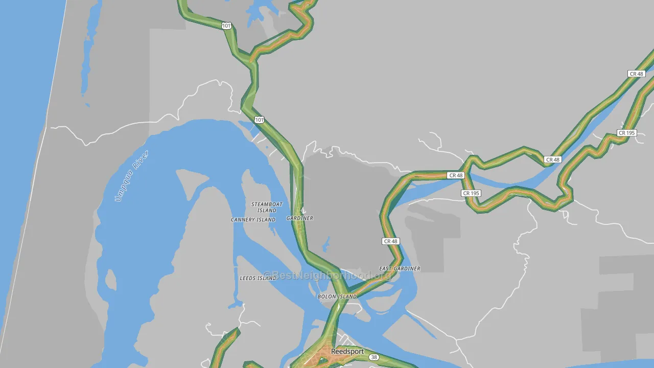 Gardiner, OR Map of Noise Levels in Gardiner