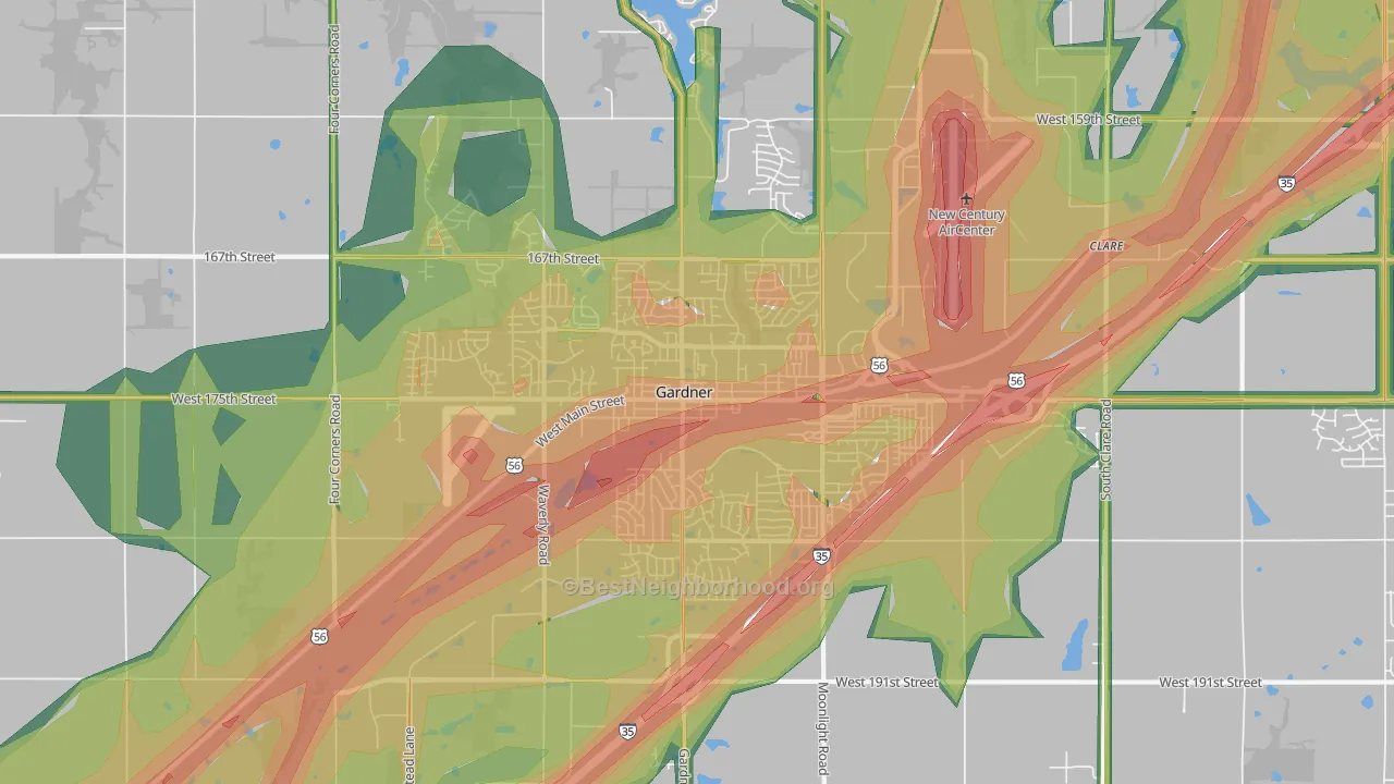 Gardner, KS Map of Noise Levels in Gardner