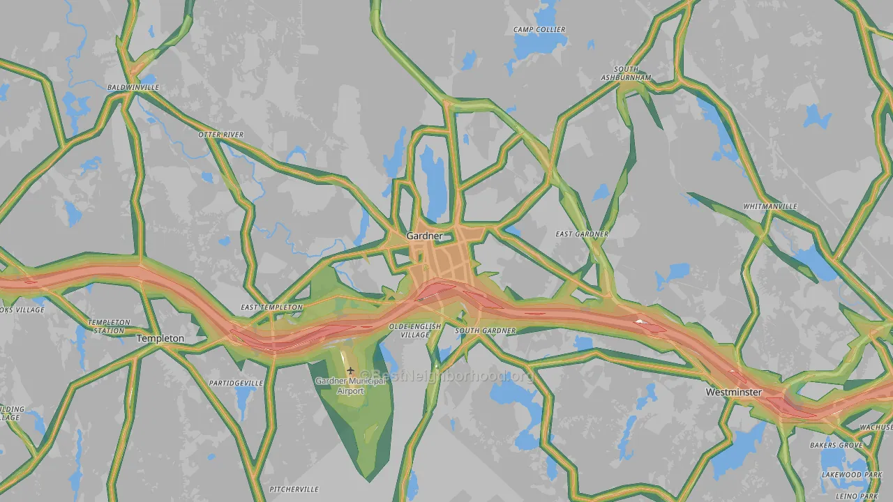 Gardner, MA Map of Noise Levels in Gardner
