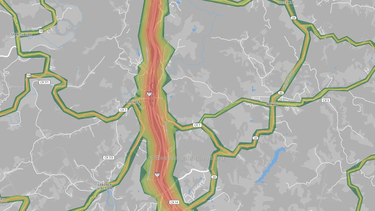 Gardner, WV Map of Noise Levels in Gardner