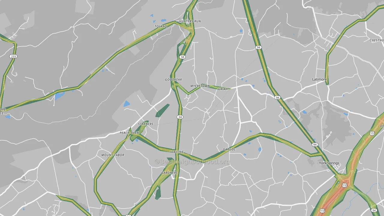 Gardners, PA Map of Noise Levels in Gardners