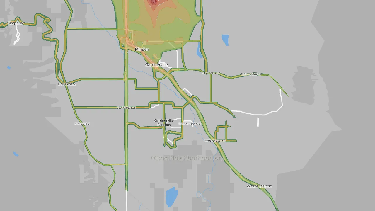 Gardnerville, NV Map of Noise Levels in Gardnerville