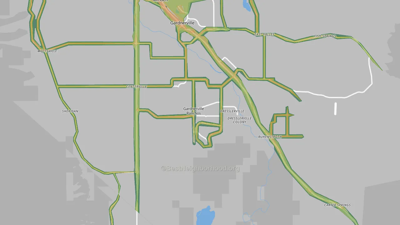 Gardnerville Ranchos, NV Map of Noise Levels in Gardnerville Ranchos
