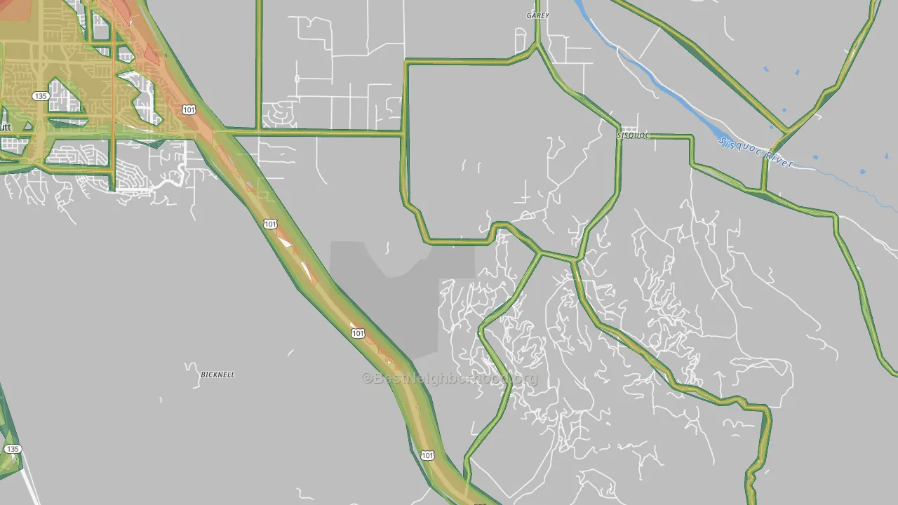 Garey, CA Map of Noise Levels in Garey