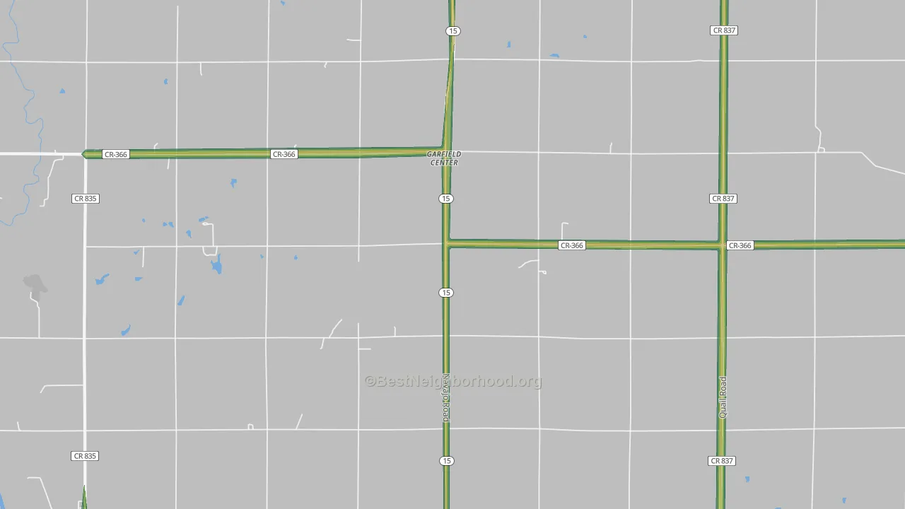 Garfield Center, KS Map of Noise Levels in Garfield Center