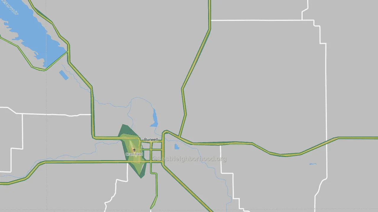 Garfield County, NE Map of Noise Levels in Garfield County