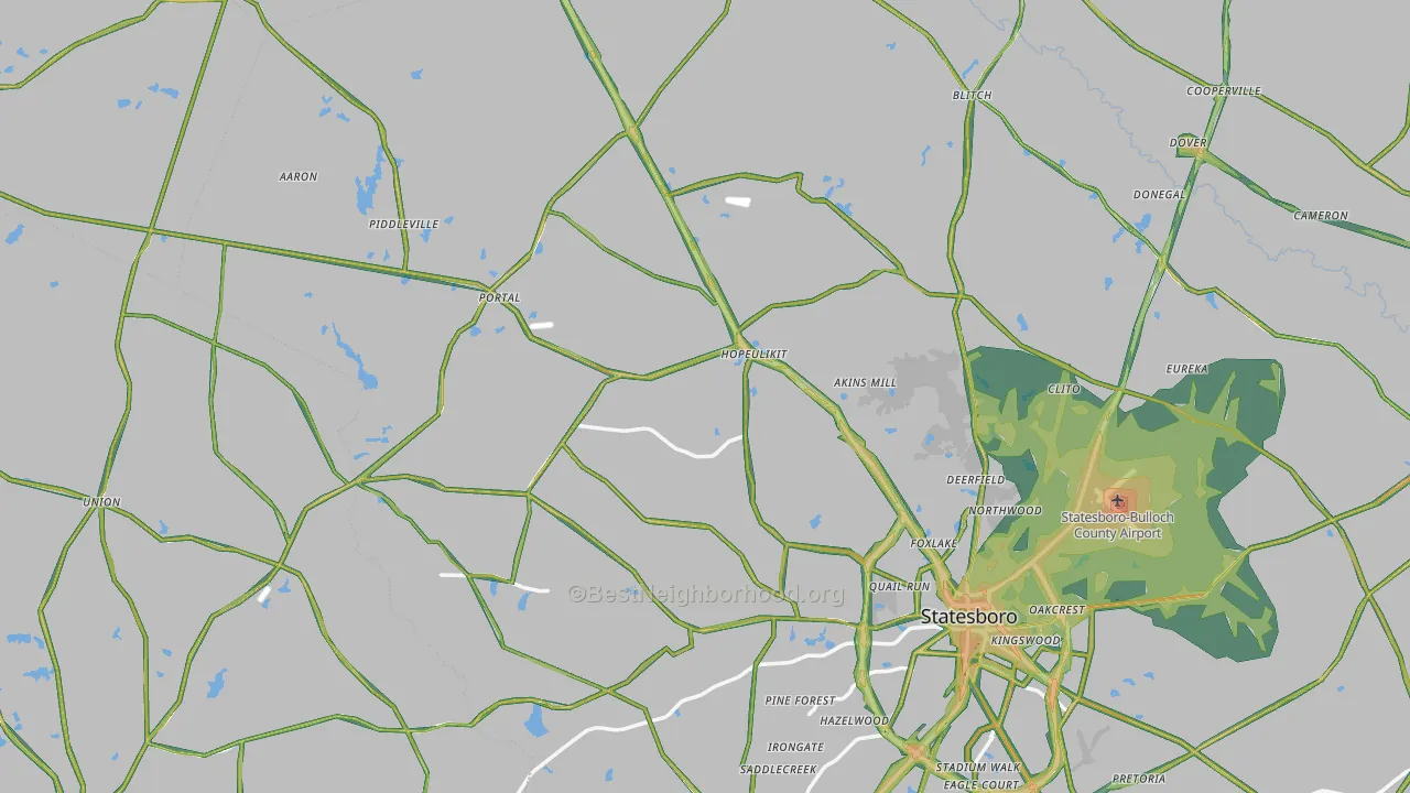 Garfield, GA Map of Noise Levels in Garfield