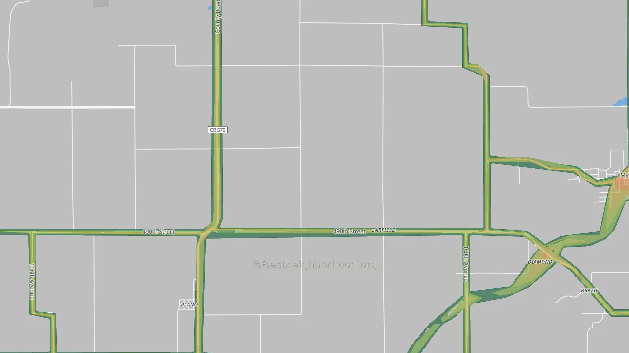 Garfield, IA Map of Noise Levels in Garfield