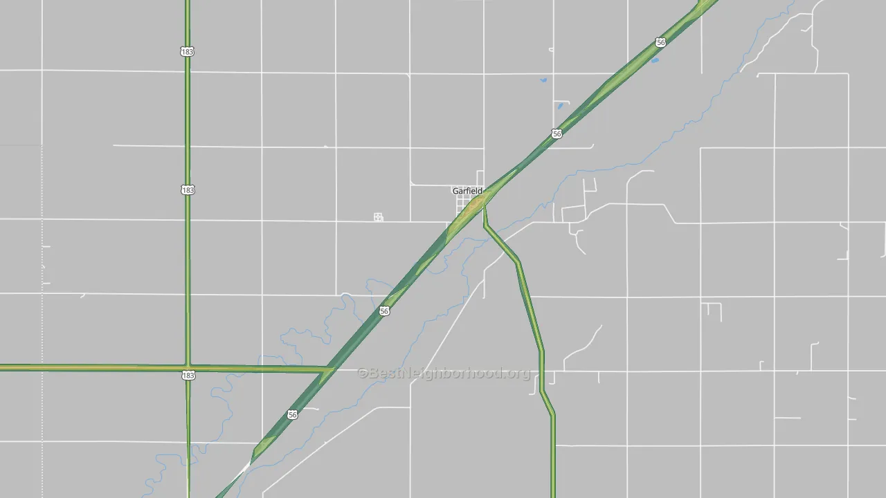 Garfield, KS Map of Noise Levels in Garfield