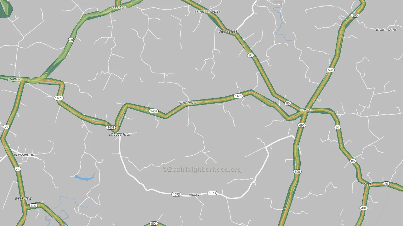 Garfield, KY Map of Noise Levels in Garfield