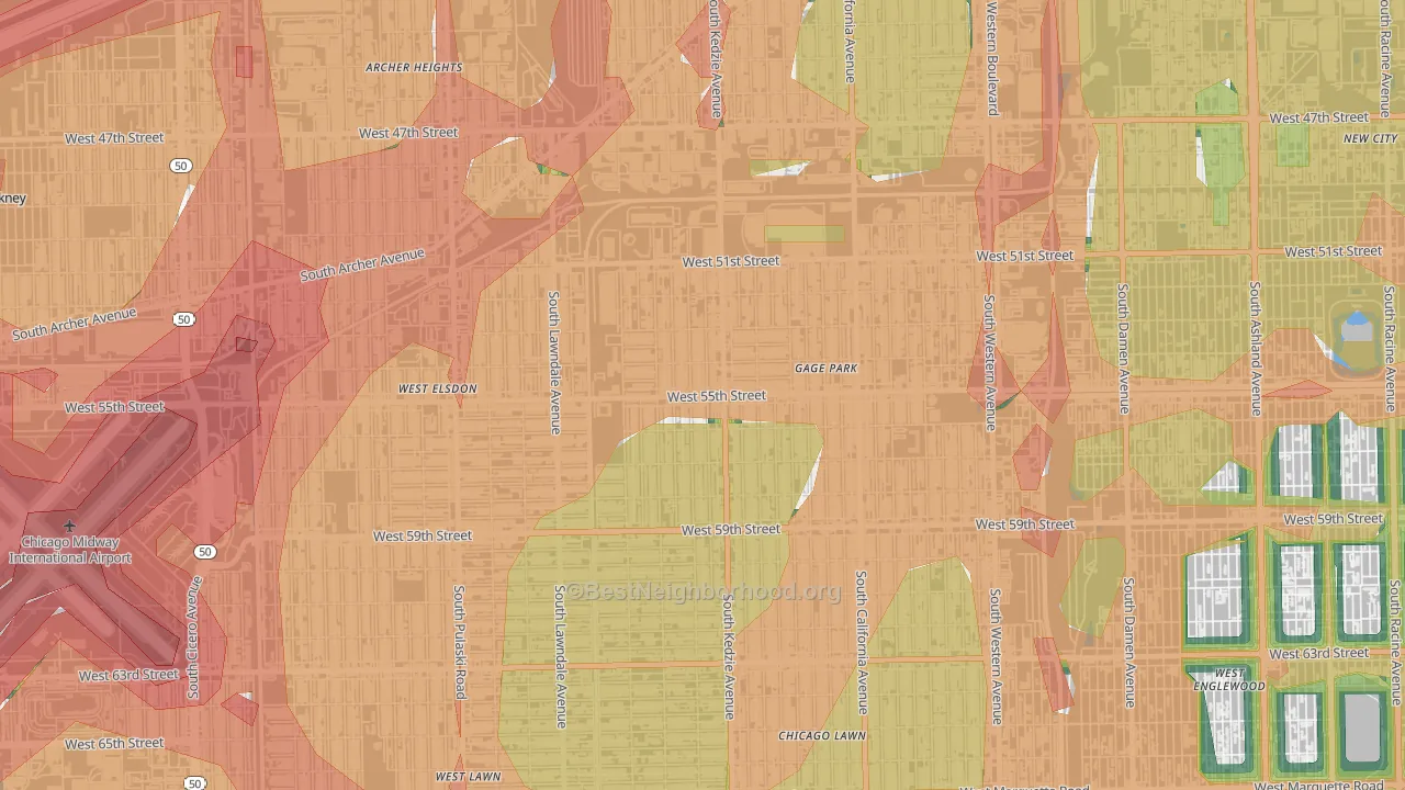 Garfield Manor, Chicago, IL Map of Noise Levels in Garfield Manor