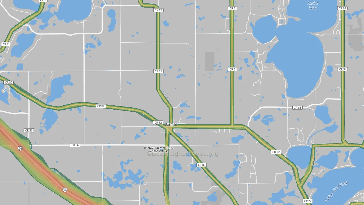 Garfield, MN Map of Noise Levels in Garfield